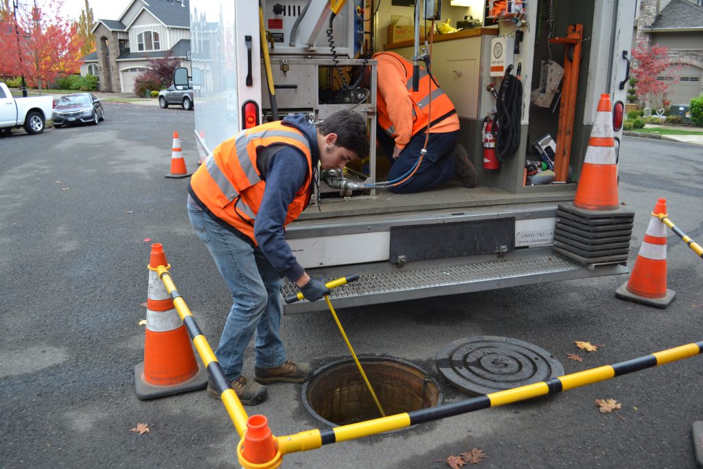 Water Environment Services inspecting storm water pipes